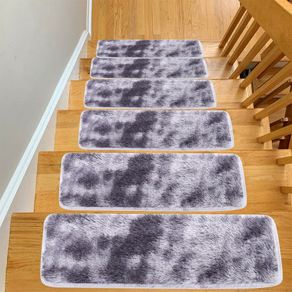 13pcs Shaggy Stair Treads Staircase Protection Cover Non Slip Step Mat Carpet