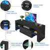 Modern TV Unit Cabinet Stand High Gloss Doors 130cm With LED Lights Drawers Home