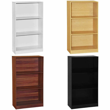 Cambridge 3 Tier Medium Bookcase Display Shelving Storage Stand Wooden Unit