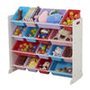 Kids' Toy Storage Organizer with 16 Plastic Boxes Playroom Organizer Unit UK