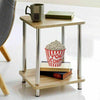 Small 2 Tier Oak Finish Side Table with Shelf Office Bedroom Coffee End Table