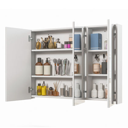 Wall-Mounted Bathroom Mirror Cabinet 3 Door Storage Cupboard Adjustable Shelves