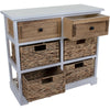 4 WICKER 2 WOODEN DRAWERS CHEST UNIT BEDSIDE TABLE BATHROOM STORAGE BASKET HOME
