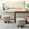 Small Footstool Linen Removable Cover Stool Ottoman Round Pouffe Seat Wooden Leg