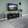 Modern TV Unit Cabinet Stand High Gloss Doors & Drawers LED Lights Display Black