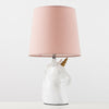 White Ceramic Unicorn Base Table Lamp Pink Cotton Shade LED Light Bulb Lighting