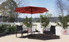 Mondeer 2.7M/3M Garden Parasol Umbrella Round Sun Shade Crank Tilt Red/Beige