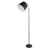 Black - Chrome Floor Lamp Adjustable Head With Black Textile Light Shade H142cm
