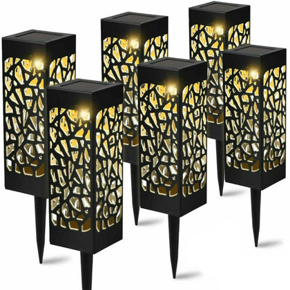 6X Solar Power Garden Post Light Waterproof LED Outdoor Yard Path Lighting Lamp