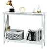 Vintage Console Table X-design Wooden Hall Desk Side End Table W/ Shelf White