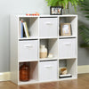 White 9 Cube Shelving Unit Furniture Shelves & 4 Fabric Storage Boxes