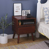Vintage Side Cabinet Rustic Wood Shelving Storage Small Table Lamp Plant Stand