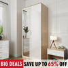 2 Door Wardrobe With Mirror High Gloss Large Storage 4 Colors Cupboard Furniture