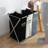 Aluminium Folding Laundry Cloth Basket Washing Hamper Bin Storage Bag Light Dark (Black+Grey+Beige)