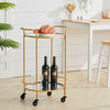 Industrial Drinks Trolley Glass & Metal Cart Vintage Serving Shelf Kitchen Table