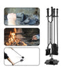 5 Pcs Fireplace Tool Set Black Fireside Companion Set Poker Brush Shovel Tong
