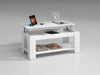 Lift Up White Modern Coffee Table with Internal Storage and Lower Shelf