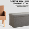 GREY LARGE LINEN FOLDING STORAGE OTTOMAN POUFFE SEAT FOOT STOOL STORAGE BOX UK