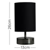 MiniSun Touch Table Lamp - Modern Chrome Bedside Dimmable Light Black Lampshade