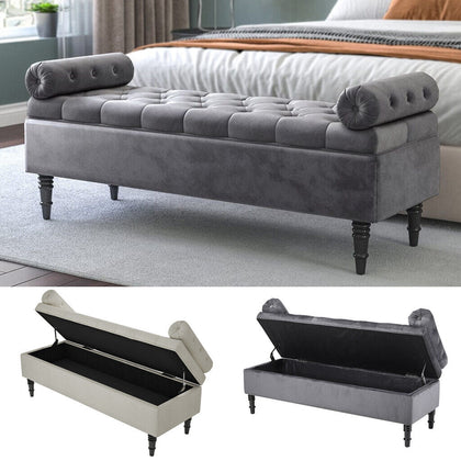 Ottoman Storage Box Chesterfield Velvet Blanket Toy Box Pouffe Bench Footstool