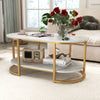 Modern Faux Marble Coffee Table 2-Tier Rectangular Chic Cocktail Accent Table