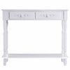 Console Table 2 Drawer Hall Table Wood Storage Shelf White