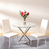 Round Glass Kitchen Table Small Family House Living Room 2/4 Dining Chairs Set
