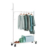 Metal Clothes Hanging Rail Coat Shoe Stand Rack Heavy Duty Shelf With Wheels