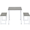 3PCS Dining Table and 2 Benches Set Kitchen Furniture Space-Saving Table Chairs