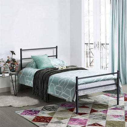 3FT Single Bed Frame Black Metal Bedframe Solid Bedstead Base Bedroom Furniture