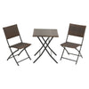 Lightweight Brown Ratten Bistro Set Patio Garden Furniture Table+2Chairs Folding