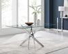 Clear Tempered Glass & Silver Chrome 6 Seater Rectangular Dining Table