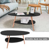 Wood Oval Coffee Table Living Room MDF Sofa Side Table Desk With Storage Shelf