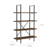 Industrial Bookcase Rustic Shelf Unit Metal Storage Display Cabinet Wood Shelves