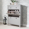 Shoe Cabinet Storage Wooden White Grey