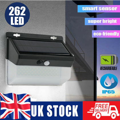 262 LED Solar Power Wall Lights Motion Sensor Outdoor Garden Lamp Waterproof
