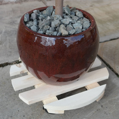 30cm Round Wooden Garden Plant Pot Mover Wheeled Trolley Caddy Plate Holder Home