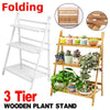 3 Tier Wooden Ladder Folding Bookshelf Stand Plant Flower Display Shelving Rack