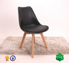 Set of 4 Black Lorenzo Dining Chair with Padded Seat Eiffel Inspired Wooden Legs