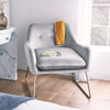 Velvet Armchair | Grey Accent Dressing Table Lounge Chair Metal Frame