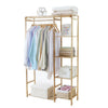 Wardrobe Clothes Cupboard Hanging Rail Storage Shelves with Wood Frame and Cover