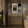 Vanity Set Makeup Dressing Table LED Lights and Slid Mirror 2 Drawer Cabinet