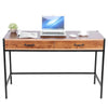 Wood PC Computer Office Desk Wooden Metal Table Home Study Workstation 2 Drawers