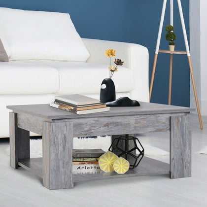 HOMCOM 2 Tier Coffee Table Accent End Console Table Bottom Shelf Storage