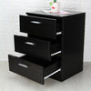 Modern Retro3 Drawers Bedside Table Nightstand Cabinet Bedroom StorageHome Black