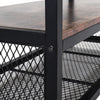 Industrial Table TV Stand Cabinet w/ Storage & 2 Shelves Metal Frame Living Room