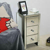 Pair of 3 Drawers Mirrored Glass Bedside Table Side Cabinet Crystal Handles