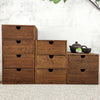 Rustic Wooden Chest Drawers Storage Organizer Small Trinket Box Desktop Cabinet