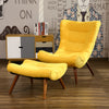 Upholstered Lounge Fabric Chair Sofa Velvet Armchair with Footstool Living Room