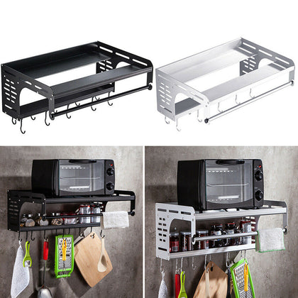 2 Tier Microwave Oven Shelf Wall Mounted Kitchen Storage Rack Stand Organizer